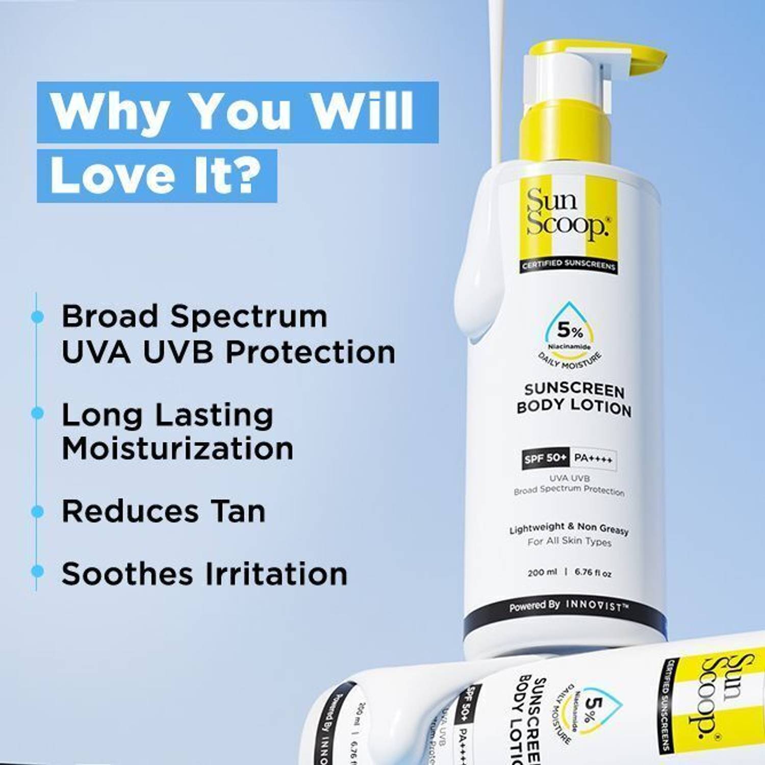 SunScoop Sunscreen SPF 50 PA++++ Body Lotion 5% Niacinamide - Image 4