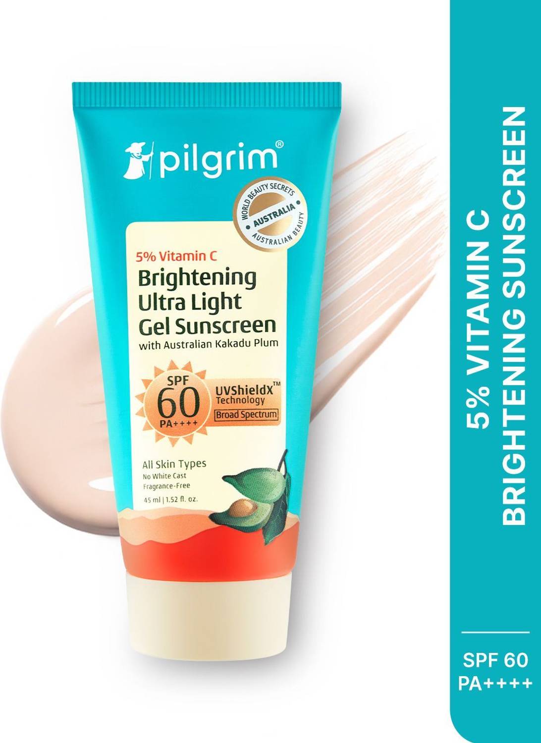 Pilgrim Sunscreen SPF 60 PA++++ Vitamin C Gel 45ml