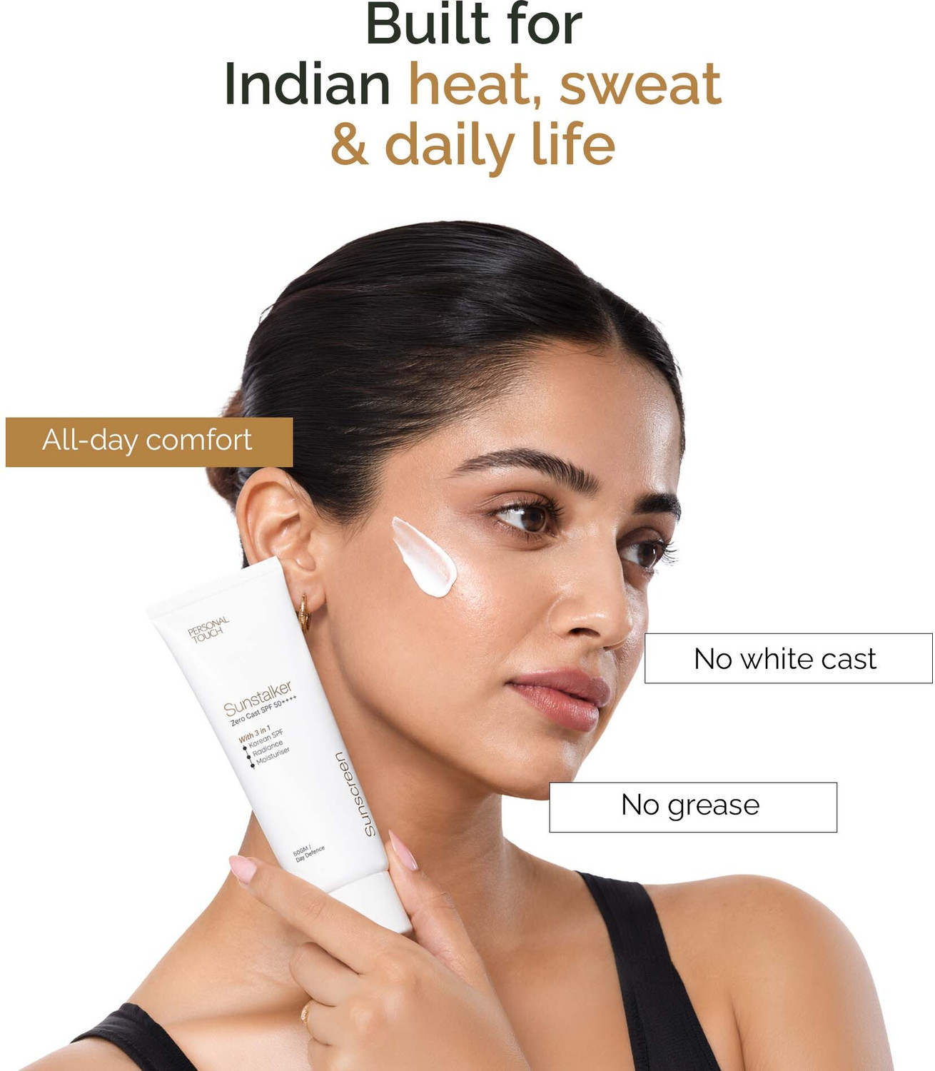 Image of PERSONAL TOUCH SKINCARE Sunscreen - SPF 50 PA++++ Sunscreen SPF 50 PA++++ Sunstalker 3 in 1 For Sun & Tan Protection