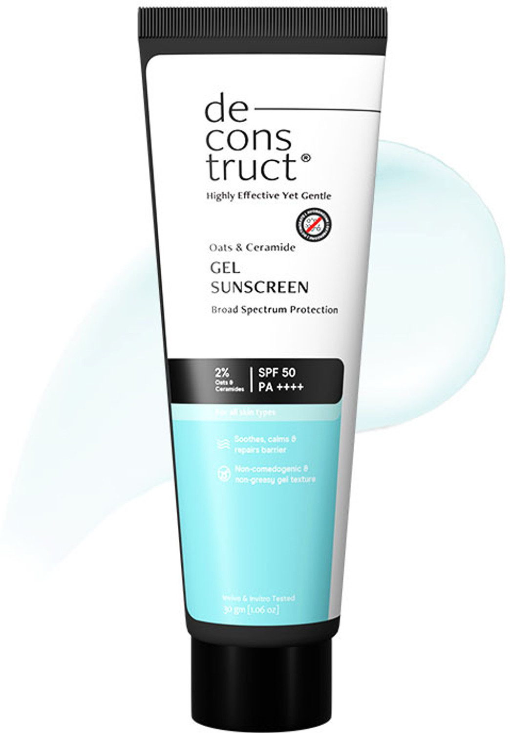 Image of Deconstruct Sunscreen - SPF 50 PA++++ Oats and Ceramide Gel Sunscreen Barrier Repair Oily Skin For Men & Women