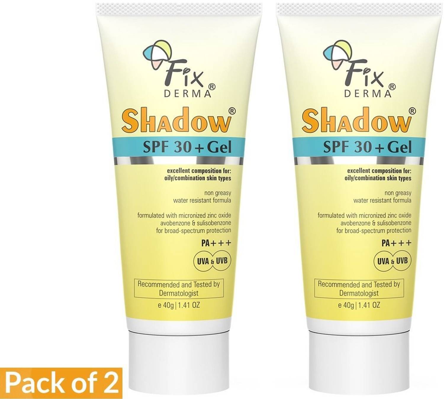 Fixderma Sunscreen SPF 30+ PA+++ Gel, Oily Skin, Pack of 2