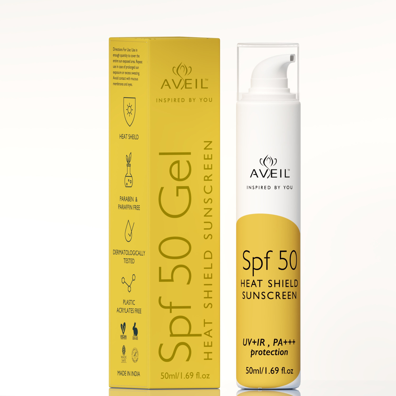 Image of Aveil Sunscreen - SPF 50 PA+++ SPF 50 Gel with Heat Shield