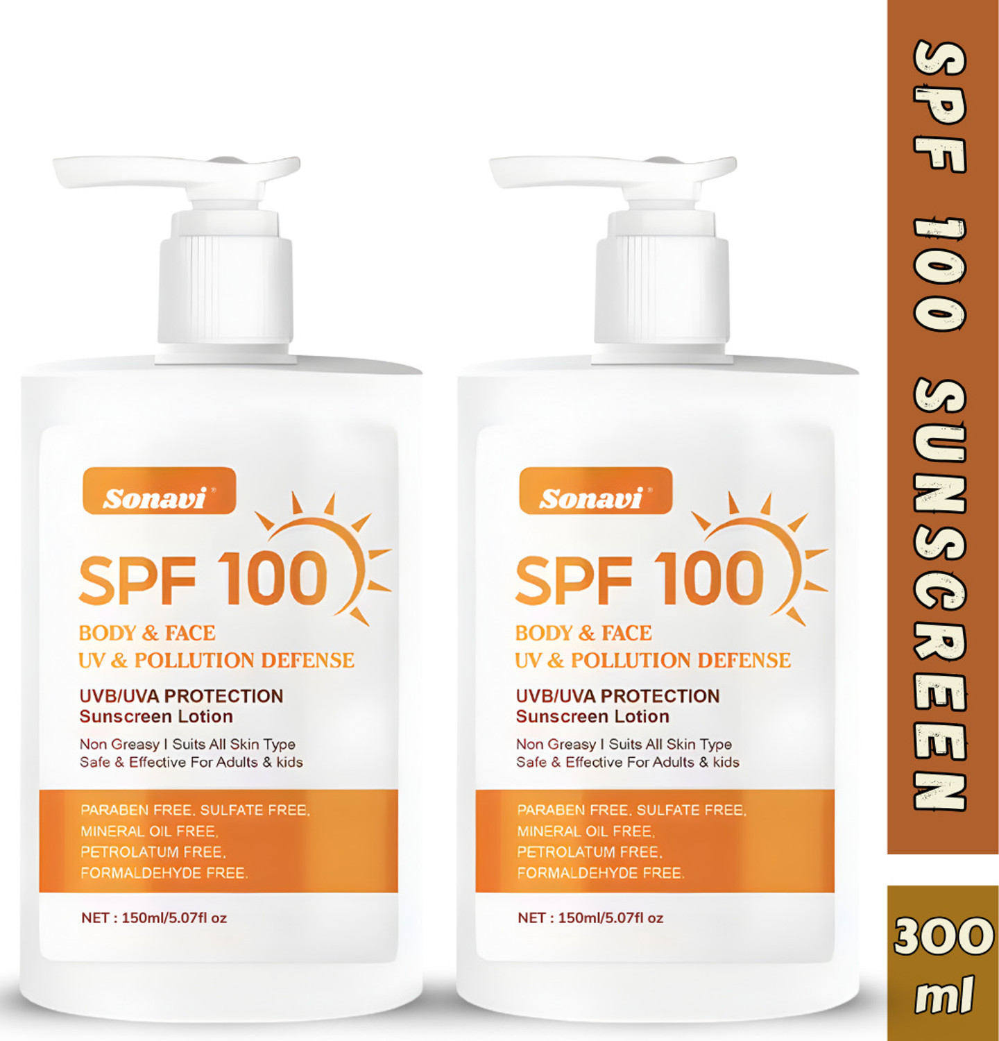 Image of Sonavi Sunscreen - SPF 100 SPF 100 High Protection UV Defense Sunscreen Lotion with Lightweight Feel