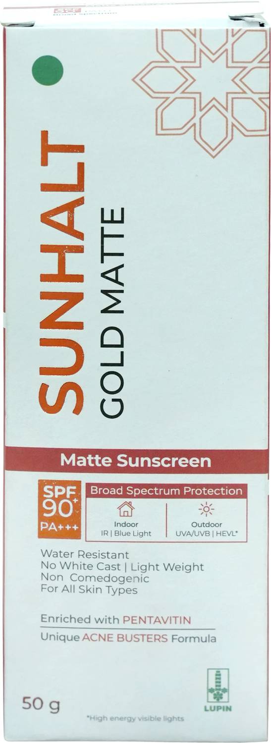 ascender Sunscreen - SPF 90 PA+++ Sunhalt Gold Matte Sunscreen SPF 90 For All Skin Types(50Gm)