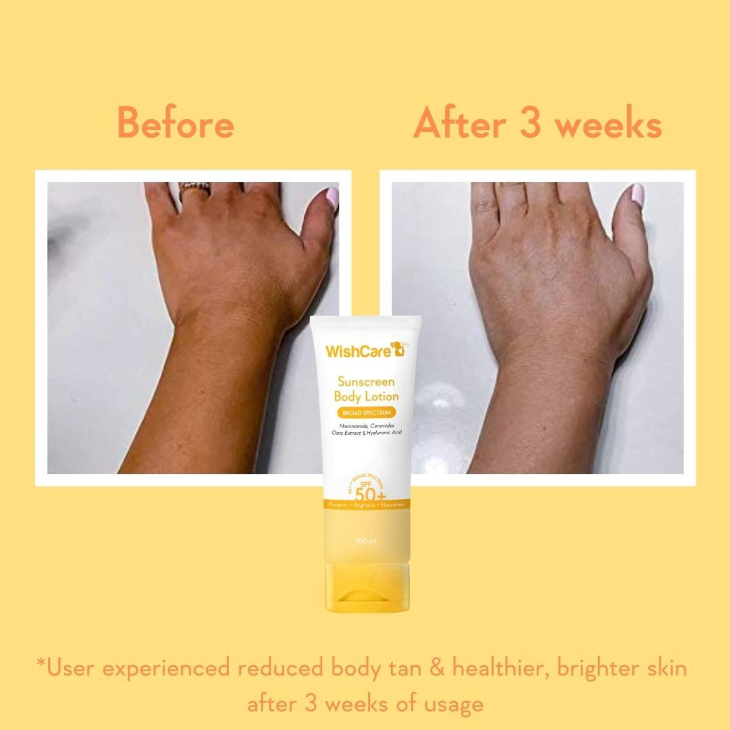 Image of WishCare Sunscreen - SPF 50 PA+++ Sunscreen Body Lotion|In-Vivo Tested|For Women & Men|No White Cast