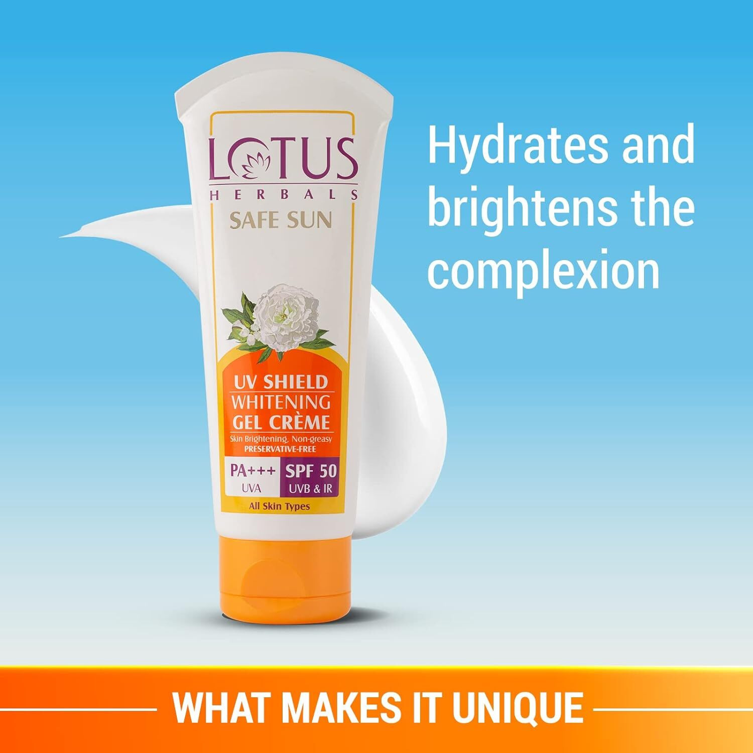 Image of LOTUS Sunscreen - SPF 50 PA+++ Herbals Safe Sun UV Shield Whitening Gel CrAme