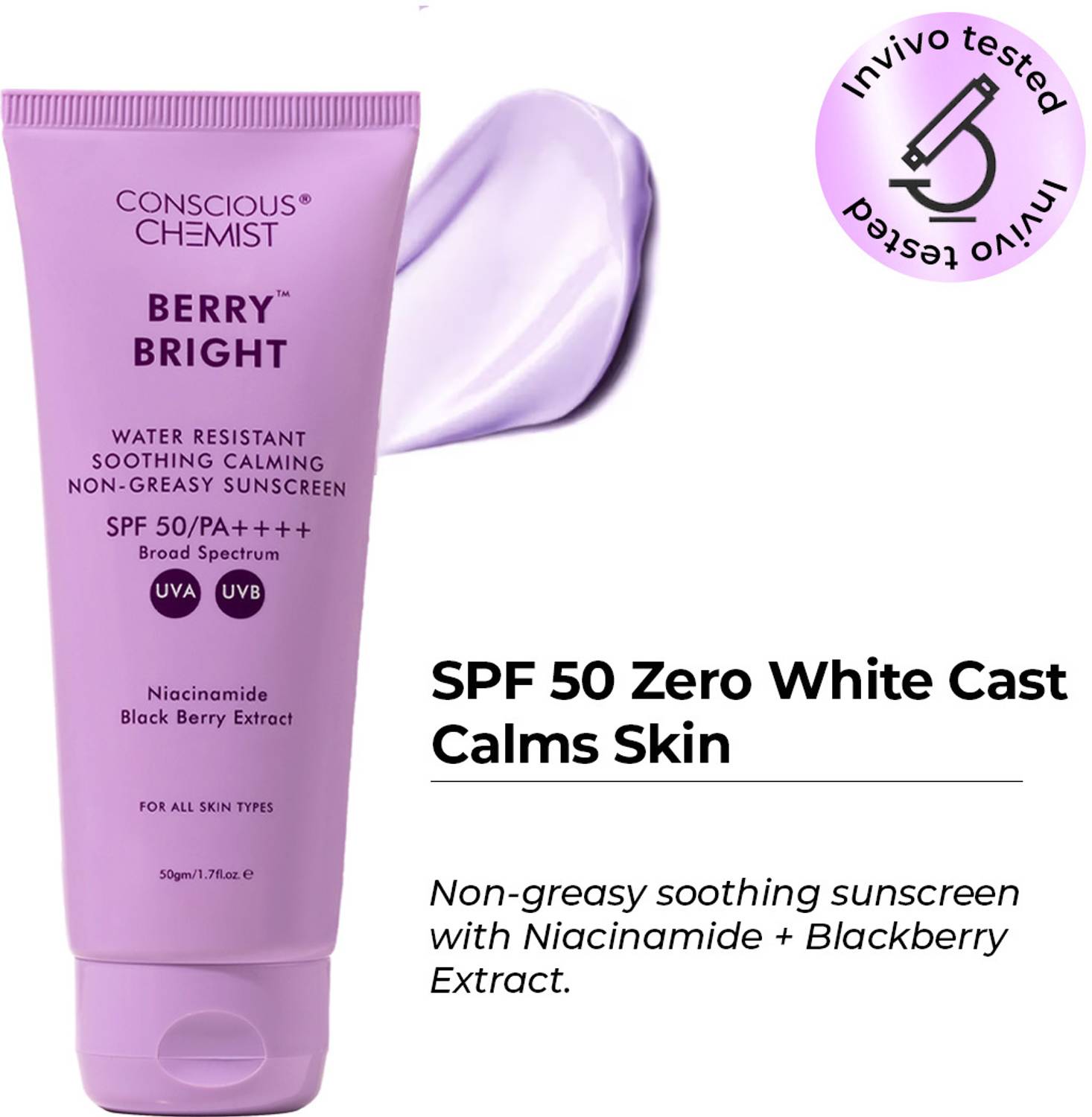 Conscious Chemist Sunscreen SPF 50 PA++++ Niacinamide 50g - Image 1