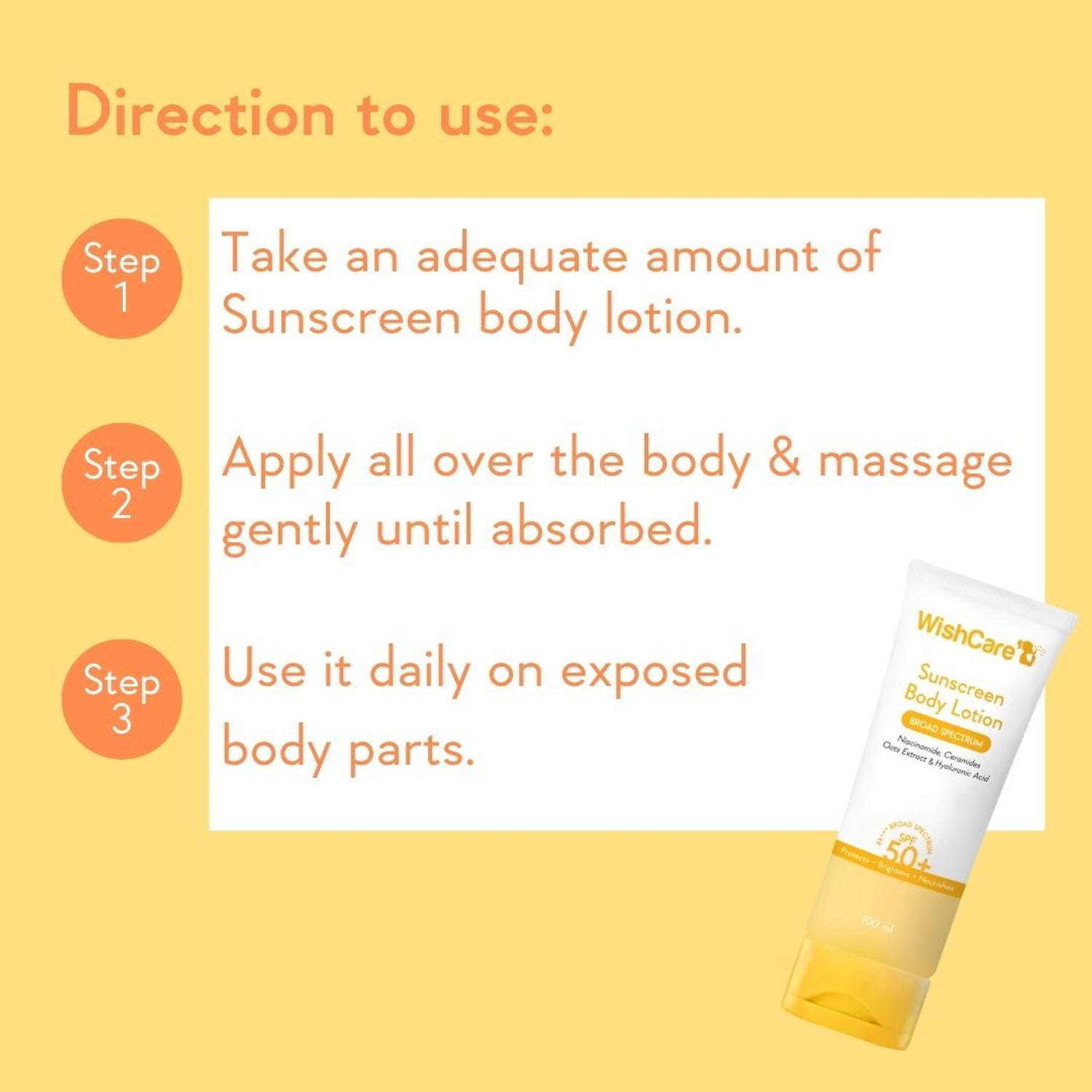 Image of WishCare Sunscreen - SPF 50 PA+++ Sunscreen Body Lotion|In-Vivo Tested|For Women & Men|No White Cast