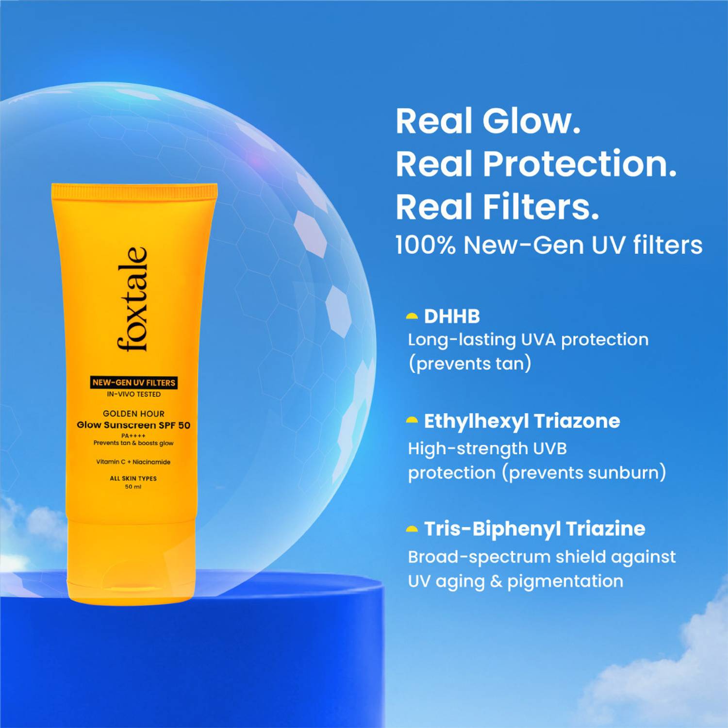 Foxtale Sunscreen SPF 50 PA++++ Glow 50ml - Image 4