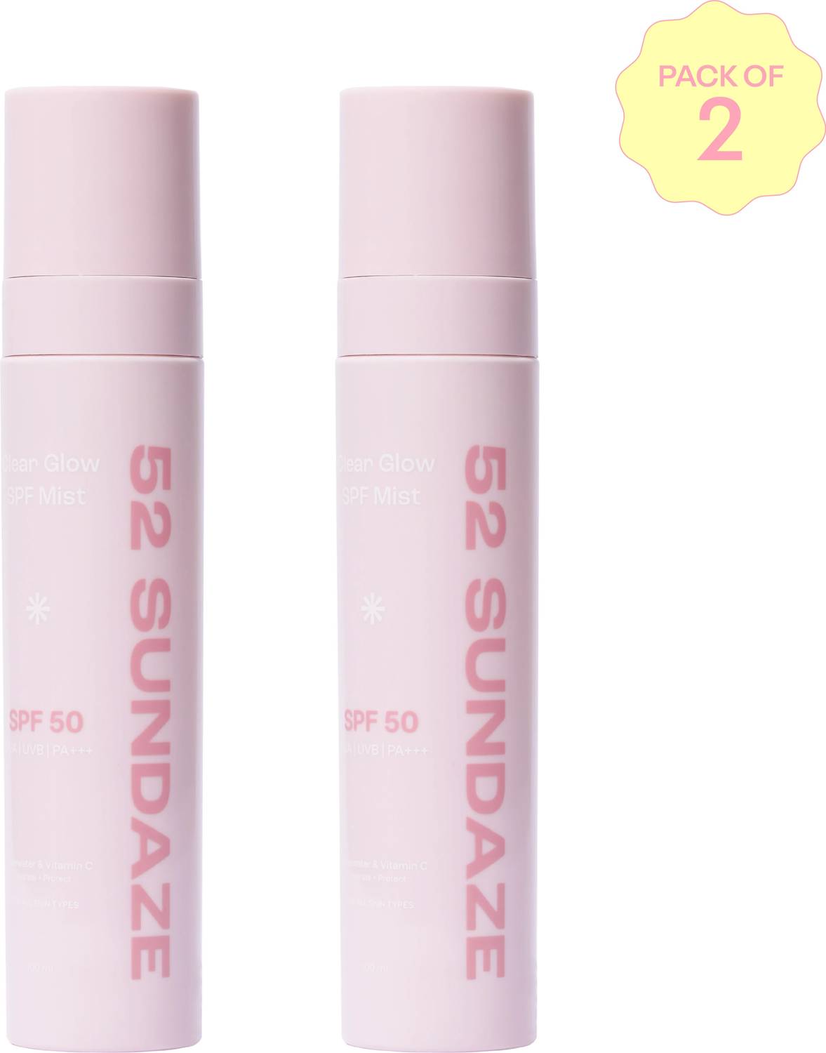 52 Sundaze Sunscreen - SPF 50+ PA++++ SPF 50 Rose Water Sun Mist - Duo Pack