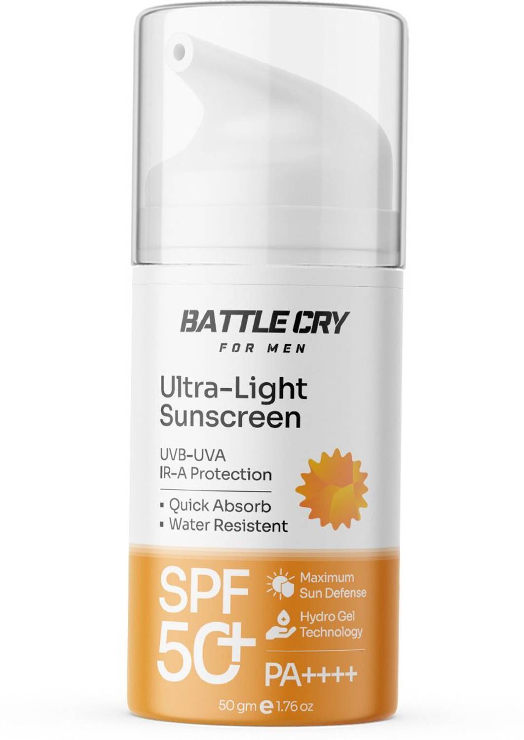Battlecry Sunscreen - SPF 50 PA+++ Ultra-Light Sunscreen | Non-Greasy