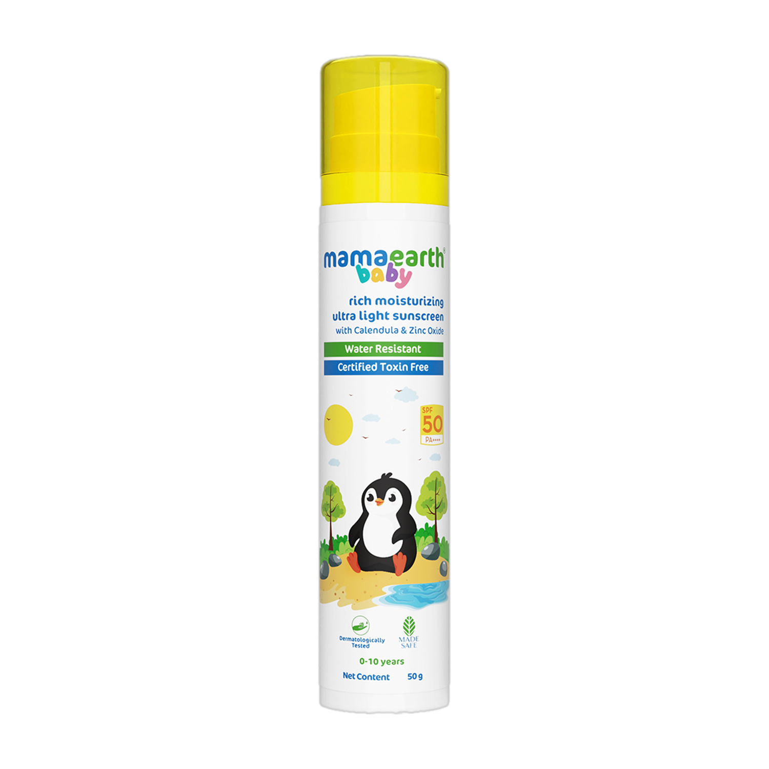 Image of Mamaearth Sunscreen - SPF 50 PA++++ Rich Moisturizing Ultra Light Sunscreen (50 g)