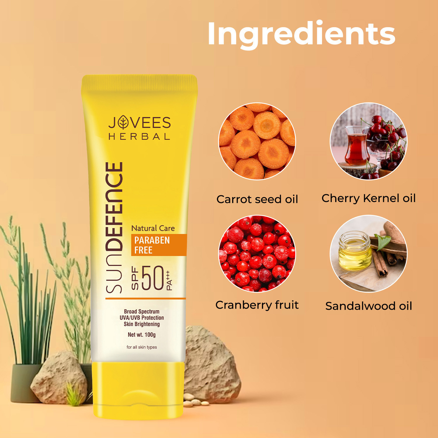 Image of JOVEES Sunscreen - SPF 50 PA+++ Sun Defence Cream SPF 50 Sunscreen| For All Skin Type | UVA & UVB Protection