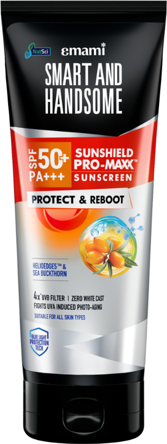 Image of Smart and Handsome Sunscreen - SPF 50+ PA+++ Sunshield Pro Maxx, Protect & Reboot, Sunscreen for Men, Zero white cast