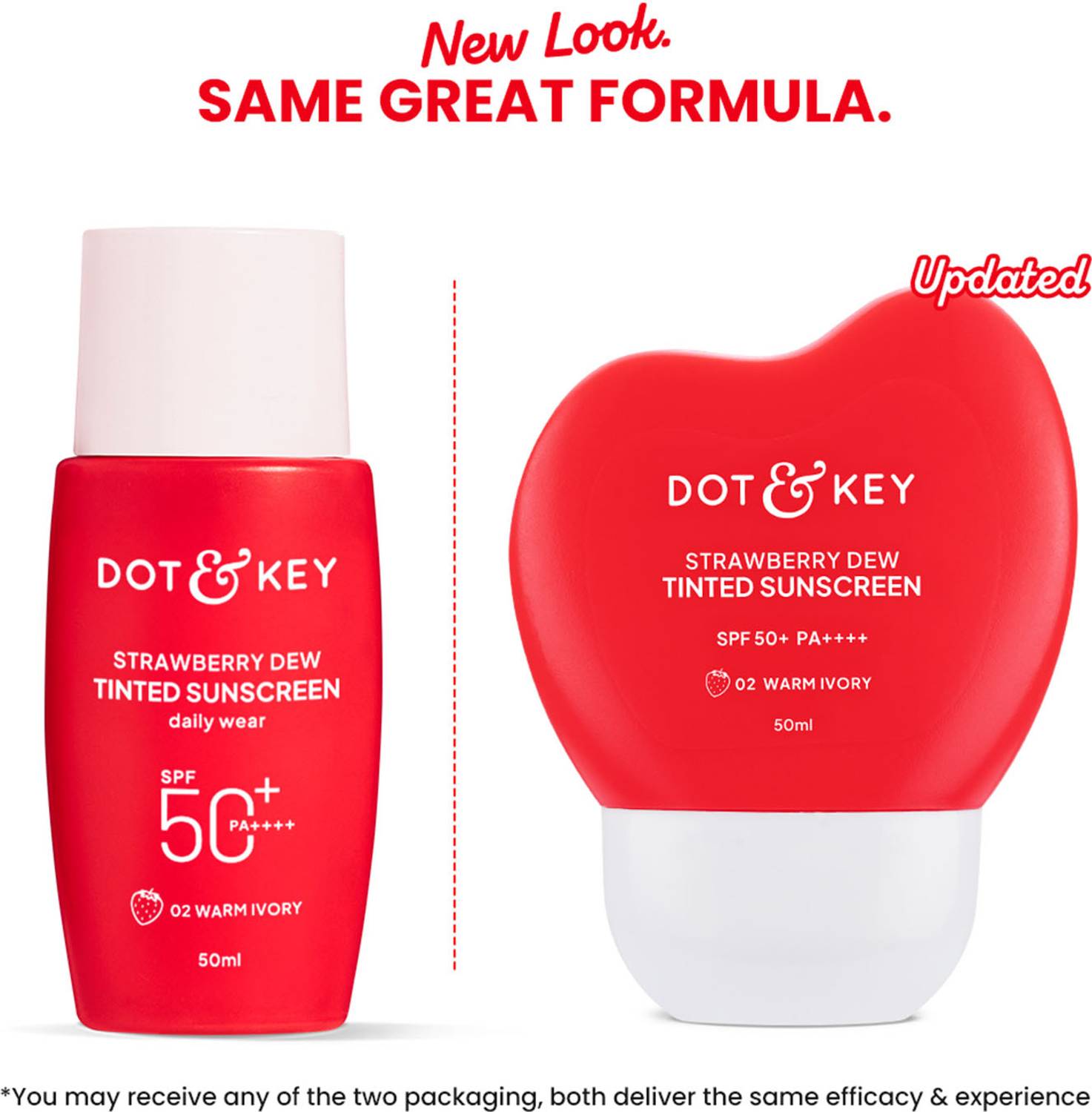 Dot & Key Sunscreen SPF 50+ PA++++ Strawberry Dew Tinted, Warm Ivory - Image 2