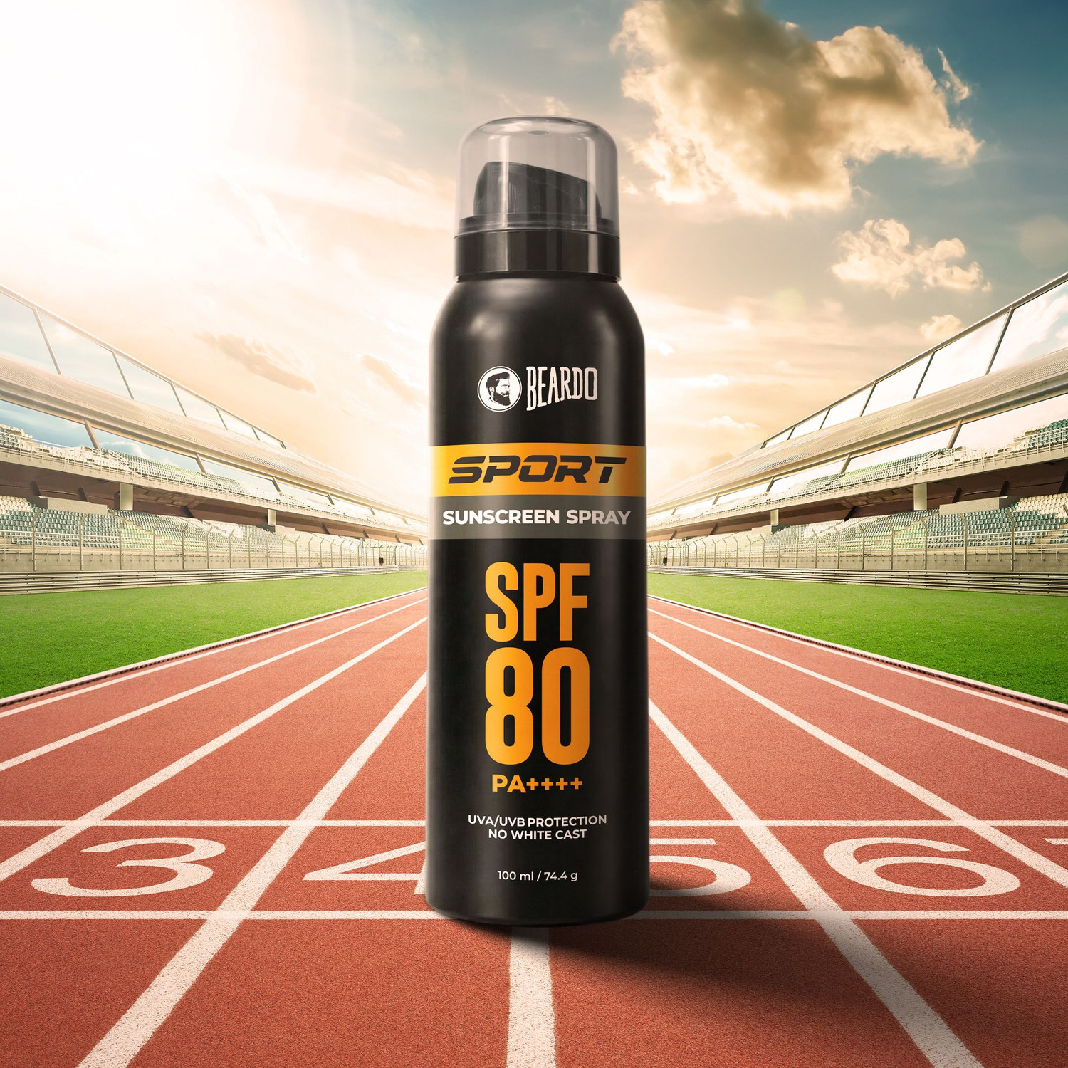 Image of BEARDO Sunscreen - SPF 80 PA++++ Sport Sunscreen Spray For Men UVA UVB Protection No White Cast Easy Application