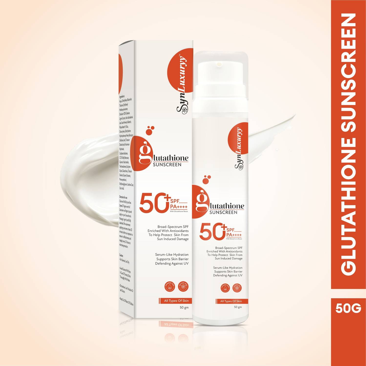Syn Luxuryy Sunscreen - SPF 50+ PA++++ Glutathione Sunscreen with UV  Protection & Skin Brightening - Price in India, Buy Syn Luxuryy Sunscreen -  SPF 50+ PA++++ Glutathione Sunscreen with UV Protection
