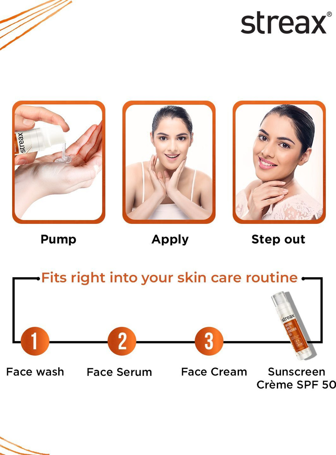 Image of Streax Sunscreen - SPF 50 PA+++ Sunscreen Gel Crme SPF 50 PA+++, 50g | 3% Niacinamide | Non-Oily