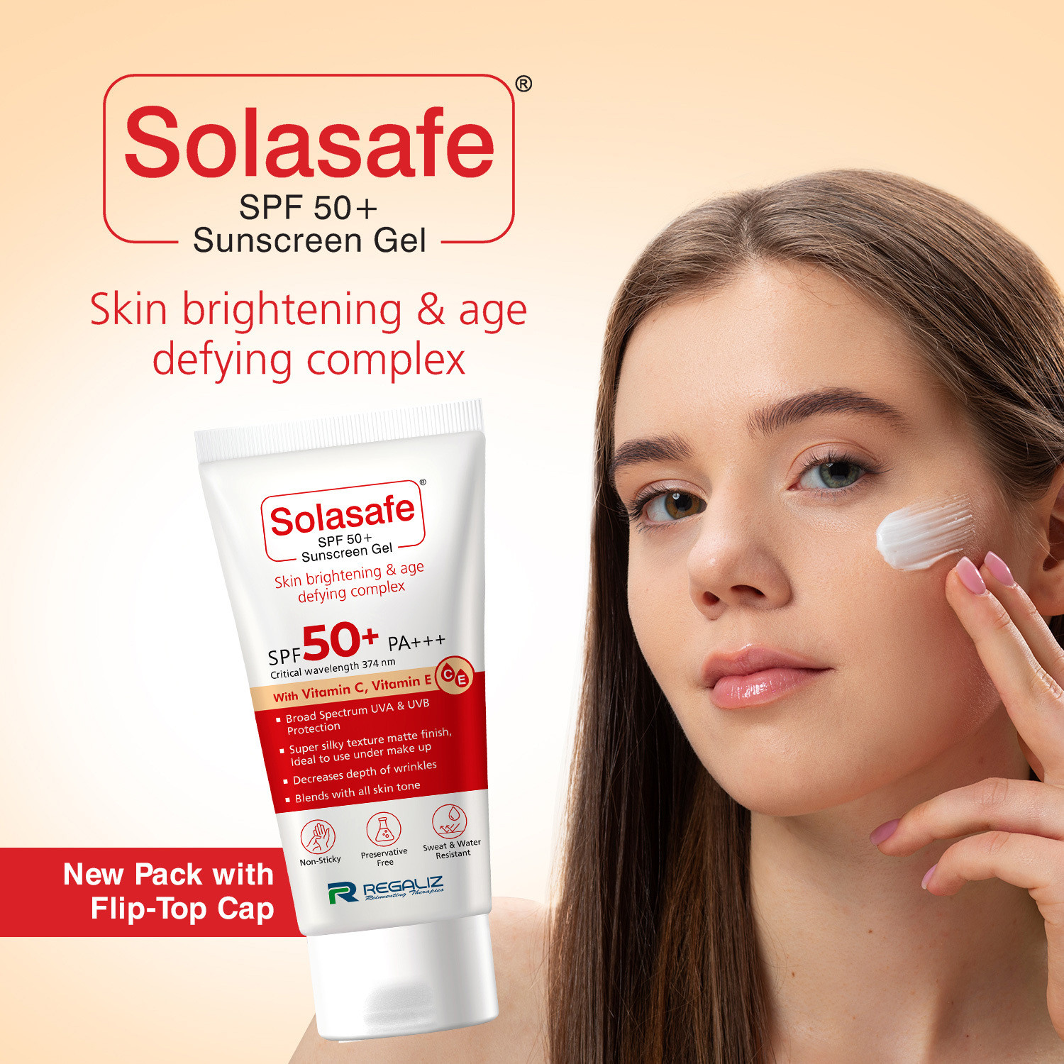 Image of solasafe Sunscreen - SPF 50 PA+++ SPF 50+ Silicone Sunscreen, 50gm
