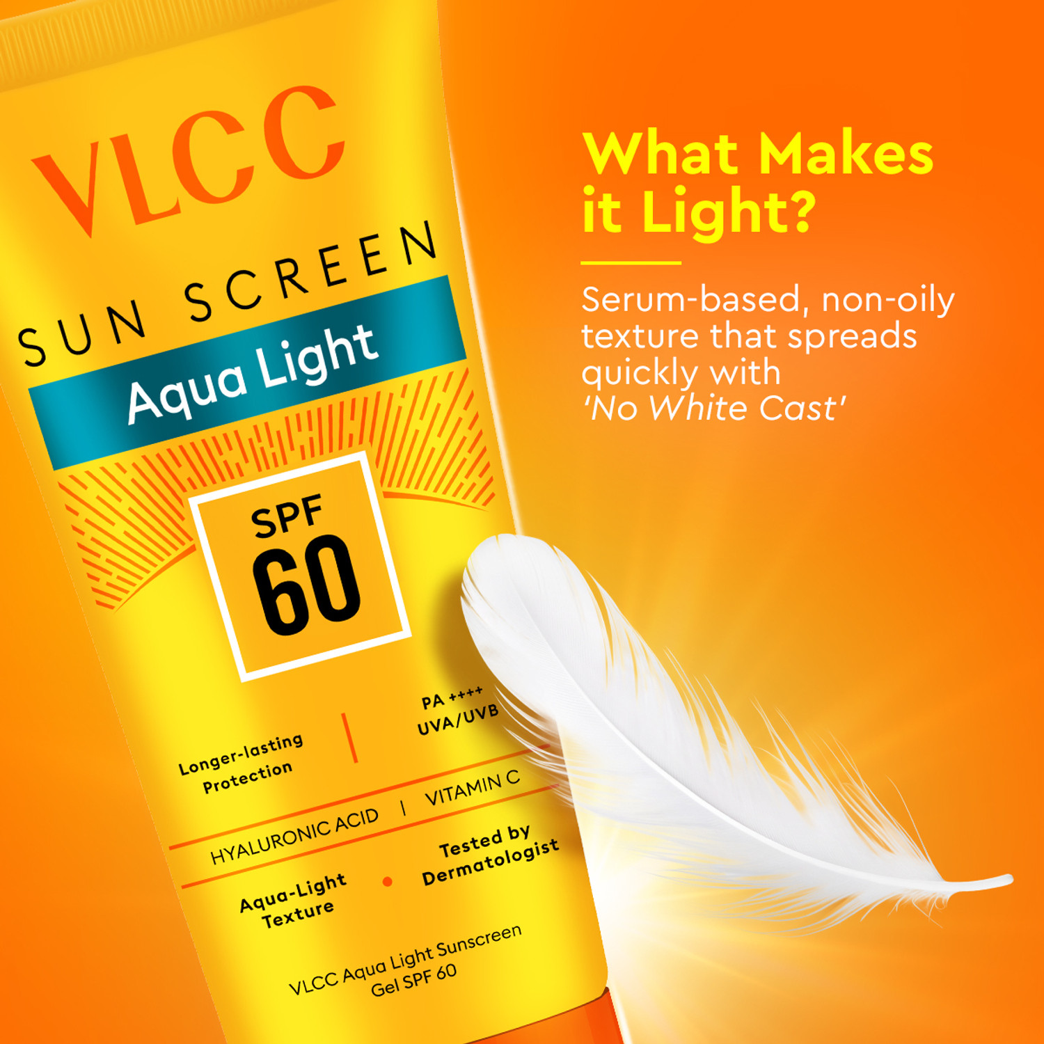 Image of VLCC Sunscreen - SPF 60 PA++++ Aqua Light Sunscreen Gel, Fast Absorbing, No White Cast, Hydrating