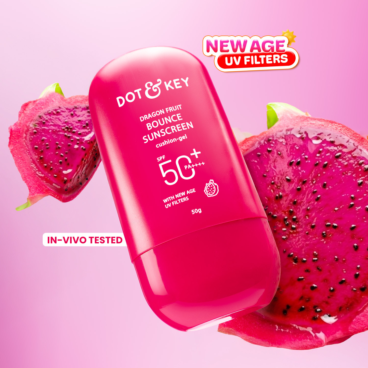 Image of Dot & Key Sunscreen - SPF 50+ PA++++ Dragon Fruit Bounce Sunscreen, invivo tested