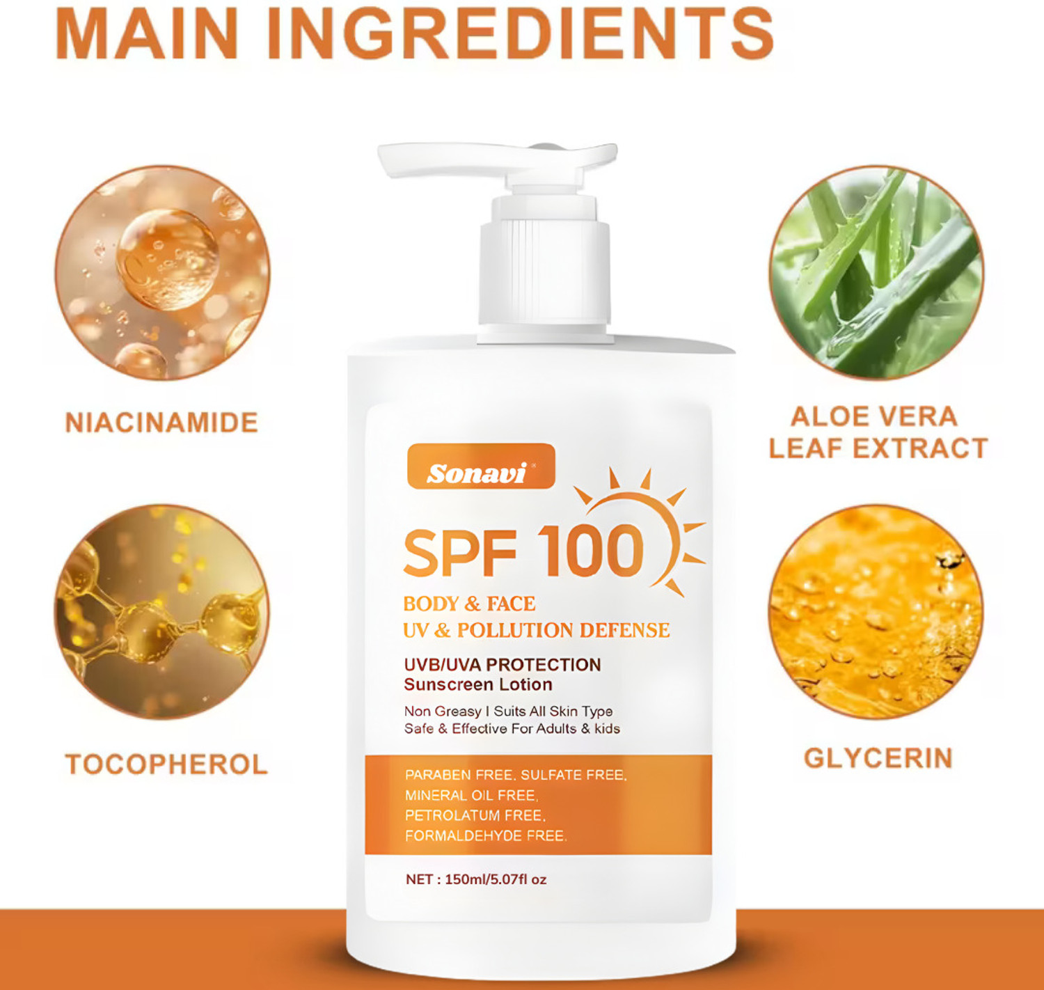 Image of Sonavi Sunscreen - SPF 100 SPF 100 High Protection UV Defense Sunscreen Lotion with Lightweight Feel