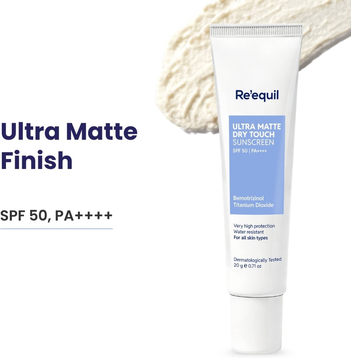 Re'equil Sunscreen SPF 50 PA++++ Ultra Matte Dry Touch Gel