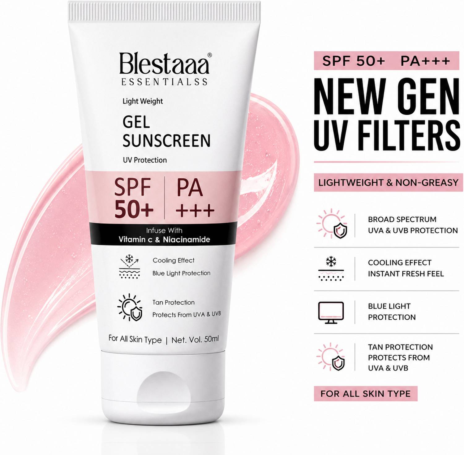 blestaaa essentialss Sunscreen SPF 50 PA+++ 50ml