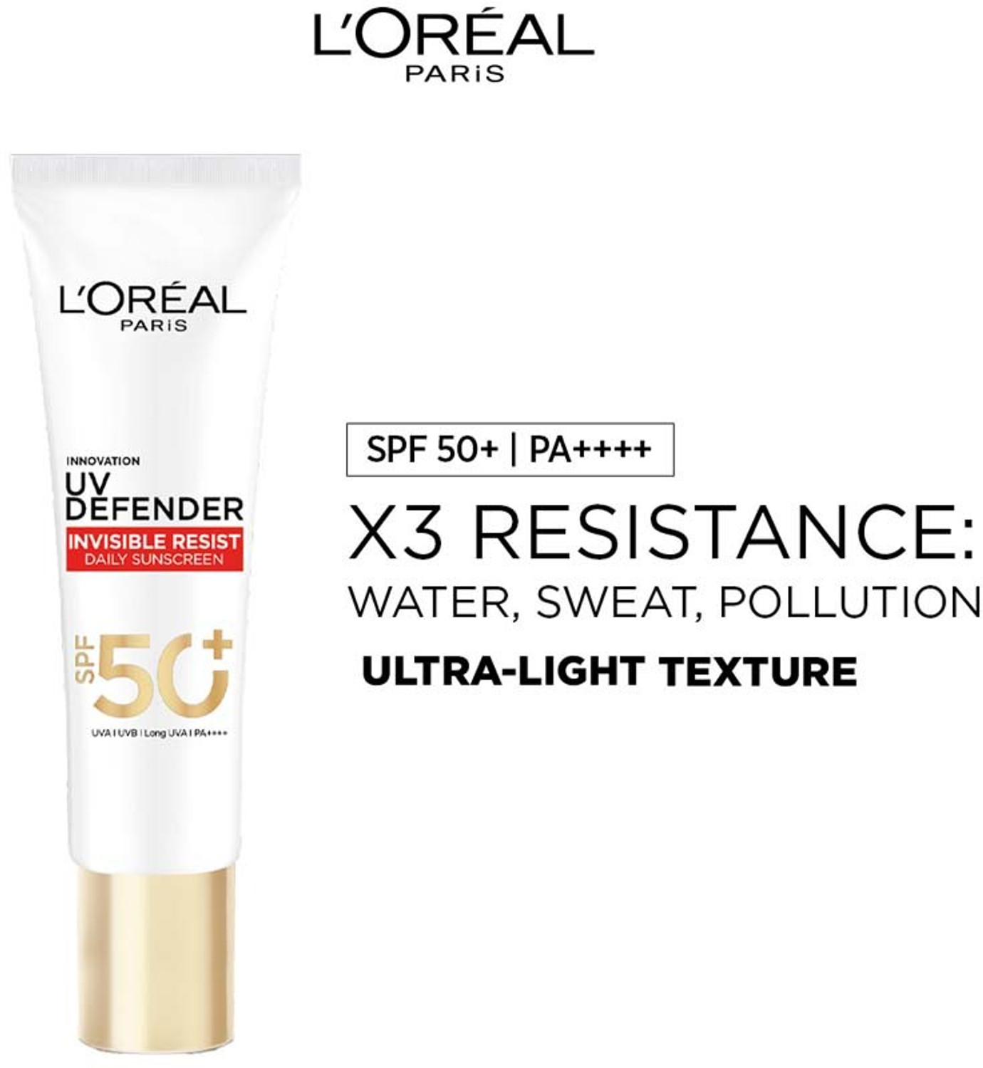 L'Oréal Paris Sunscreen - SPF 50+ PA++++ UV DEFENDER INVISIBLE RESIST DAILY SUNSCREEN SPF50+ PA++++ 30ML