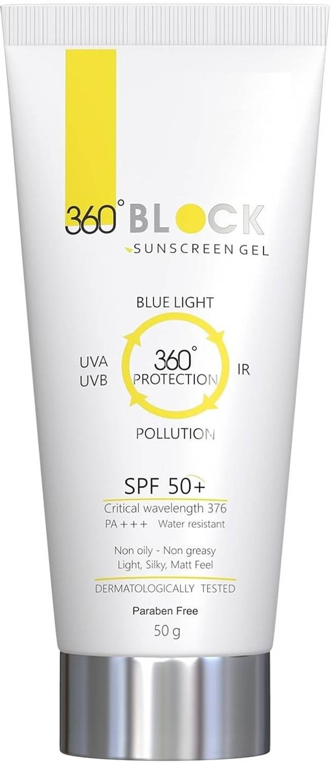 360 Block Sunscreen - SPF 50+ PA+++ Sunscreen Gel SPF 50+ 50 GM Pack of 1