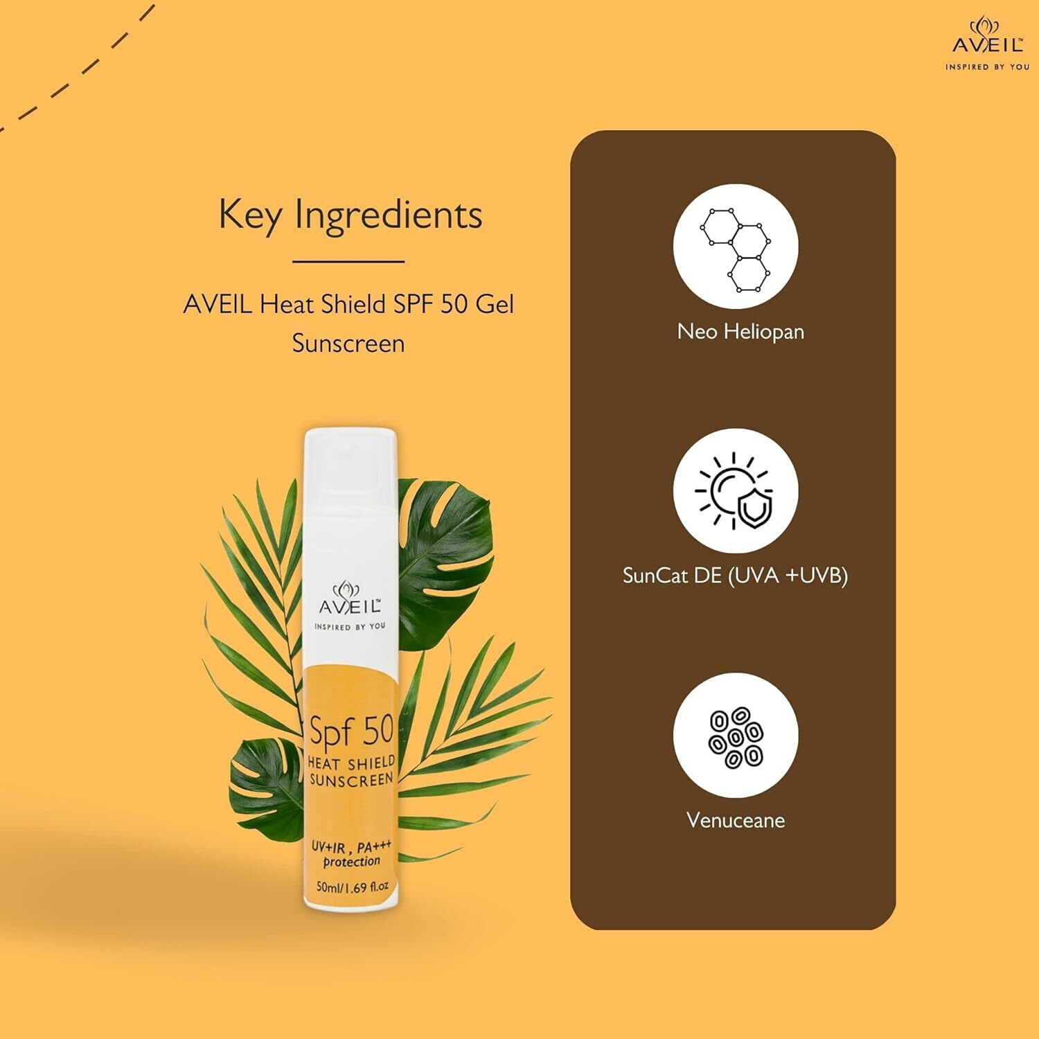 Image of Aveil Sunscreen - SPF 50 PA+++ SPF 50 Gel with Heat Shield