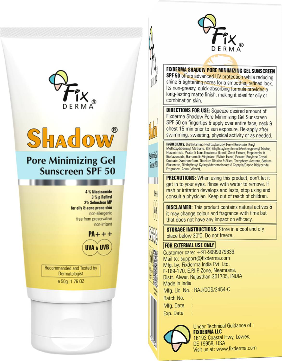 Fixderma Shadow Pore Minimizing Gel Sunscreen SPF 50 PA+++ - Image 5