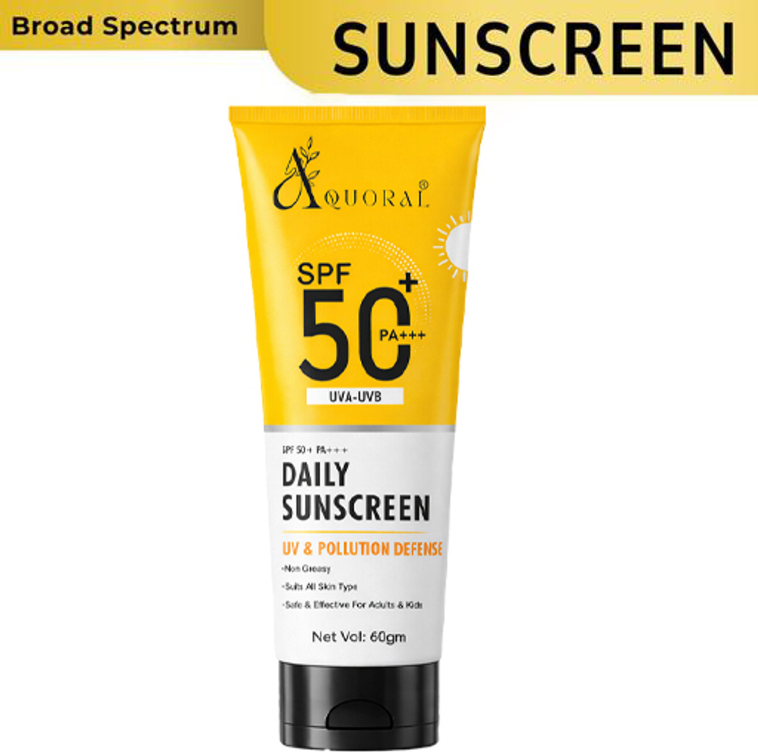Image of AQUORAL Sunscreen - SPF 50+ PA+++ Sunscreen Cream for All Skin Types Daily Use