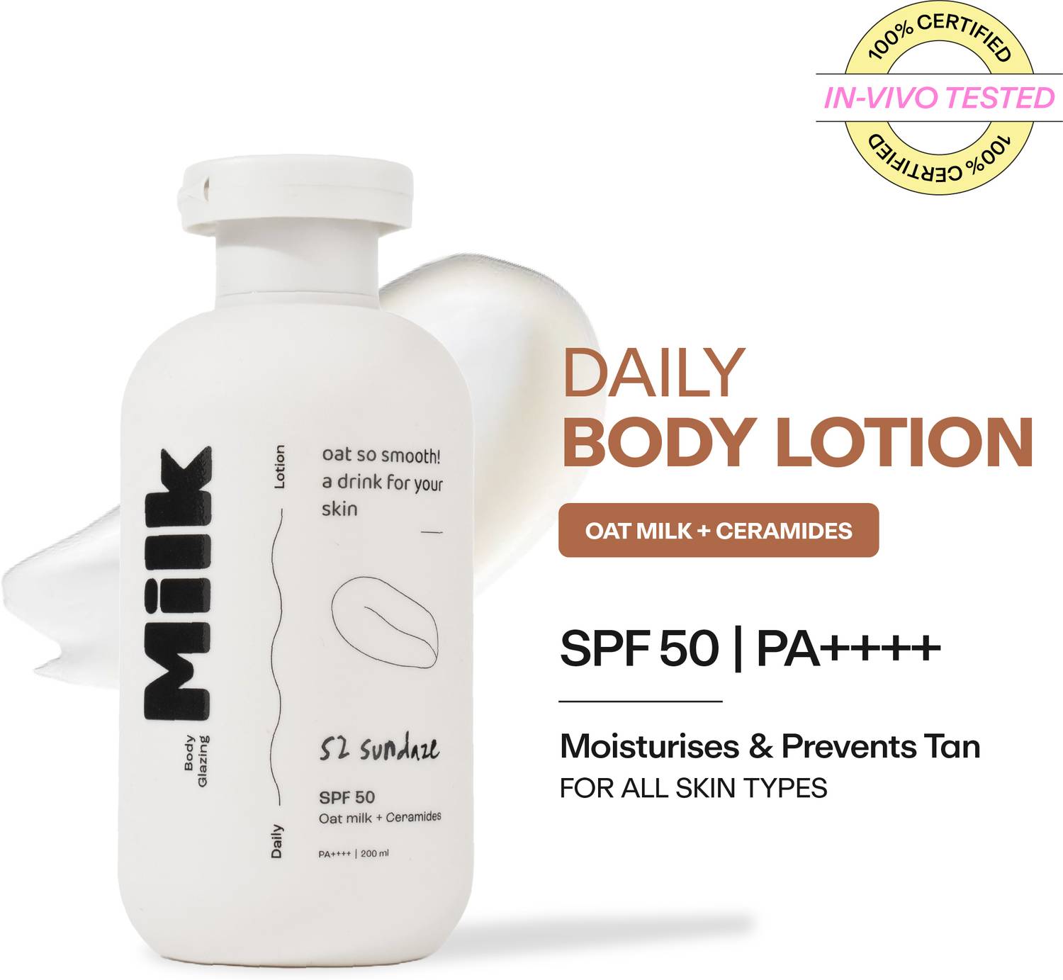 52 Sundaze Sunscreen - SPF 50 PA++++ Body Glazing Milk