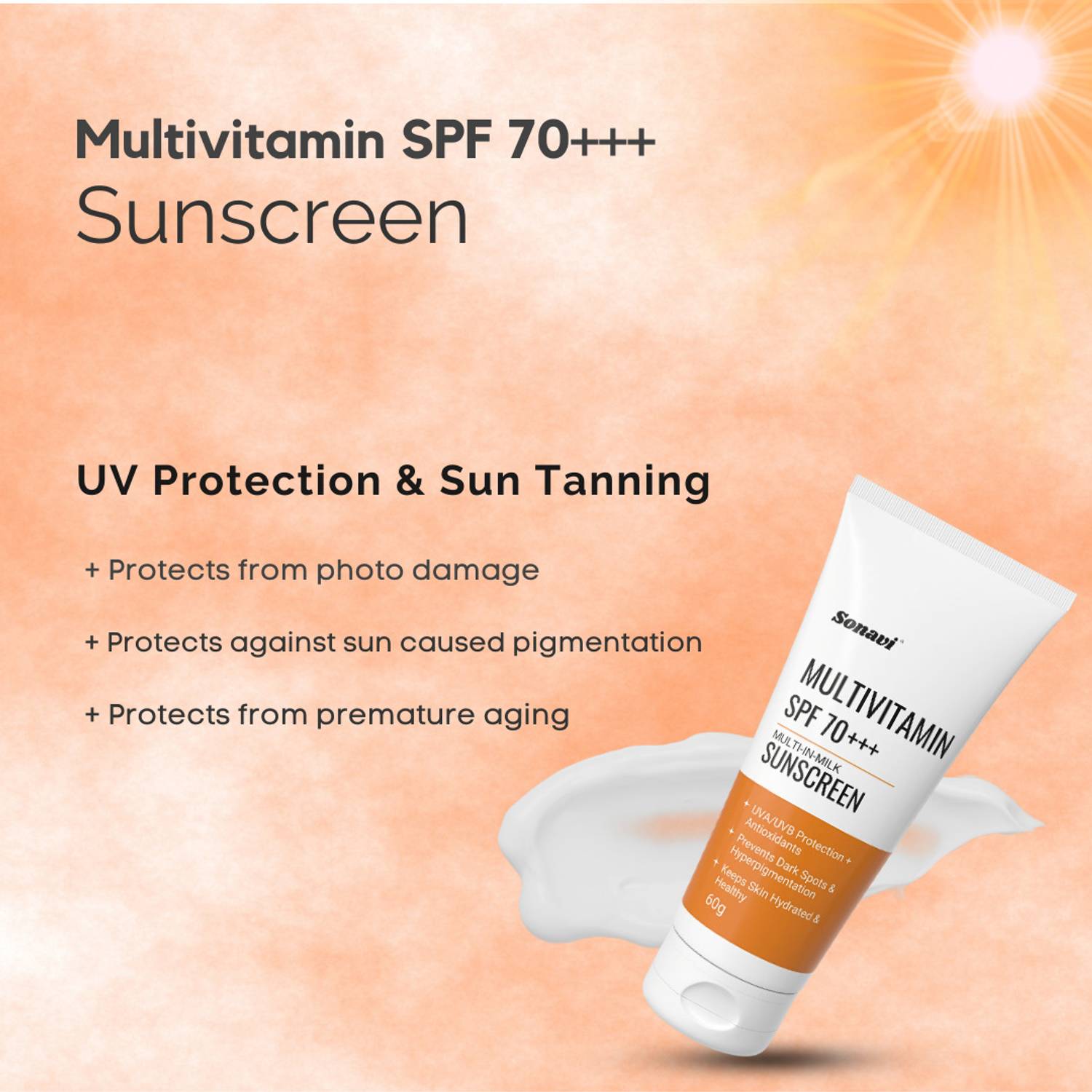 Sonavi SPF 70 PA+++ Multivitamin Sunscreen - Image 4