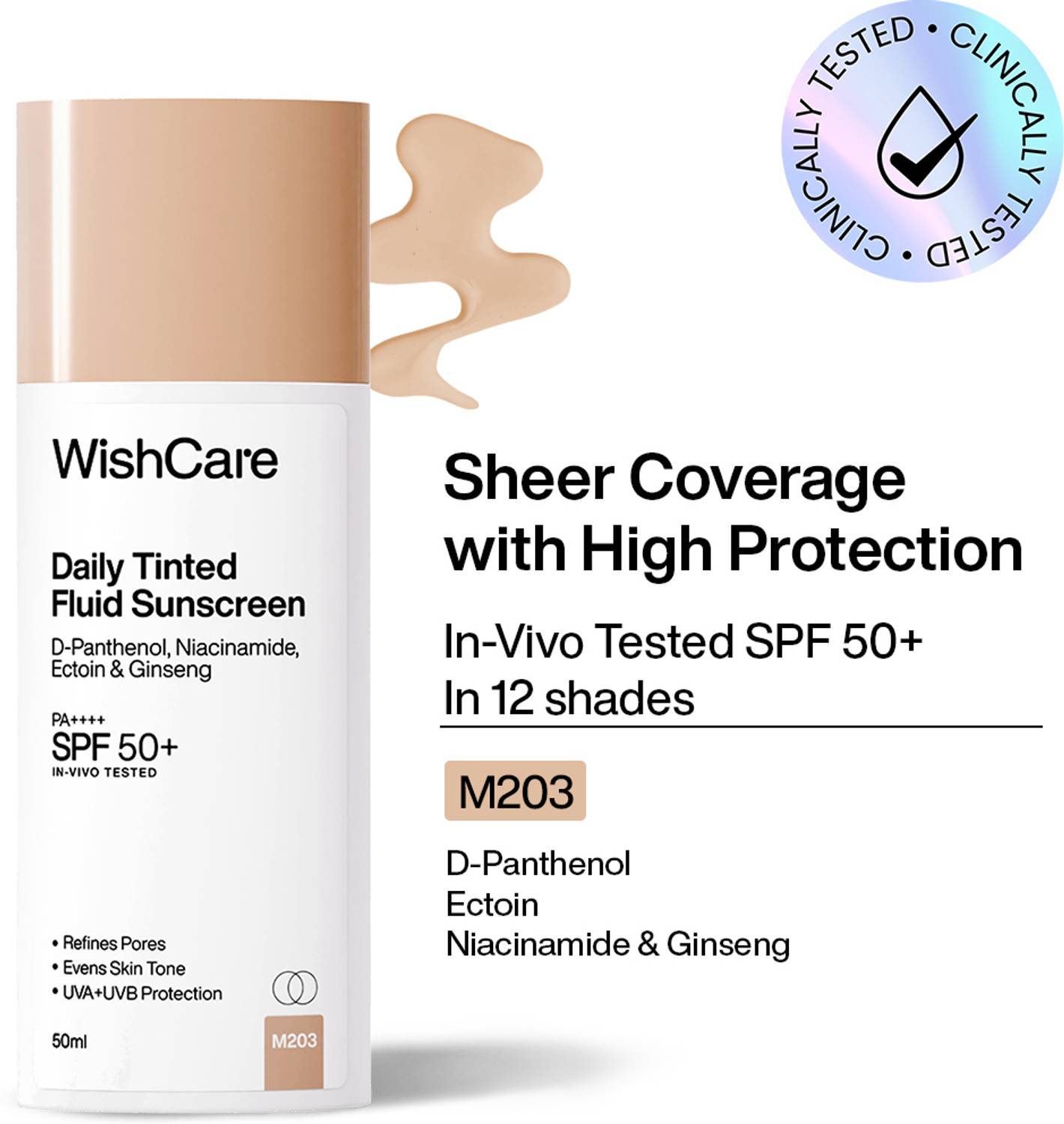 Wishcare Daily Fluid Tinted Sunscreen SPF50 PA++++
