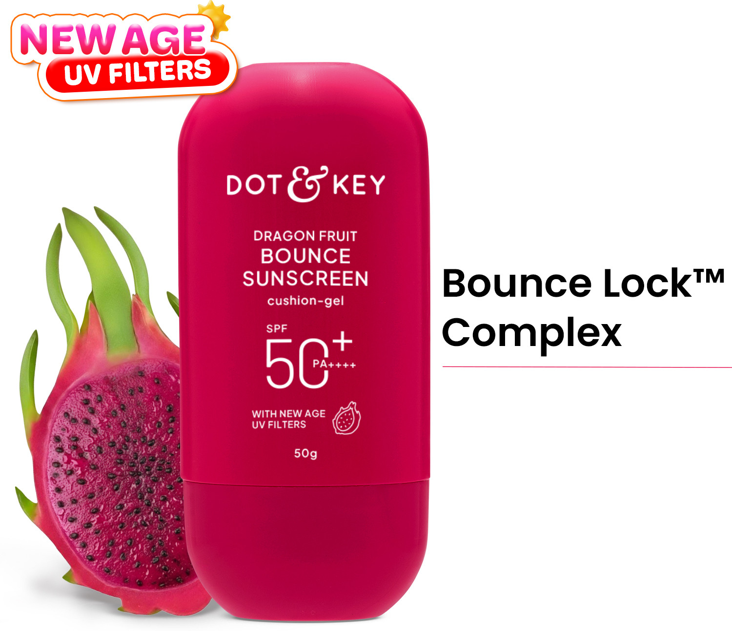 Image of Dot & Key Sunscreen - SPF 50+ PA++++ Dragon Fruit Bounce Sunscreen, invivo tested
