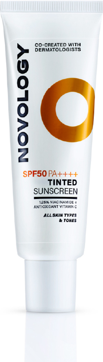 Image of Novology Sunscreen - SPF 50 PA++++ SPF 50 PA++++ Tinted Sunscreen for Pigmentation,All Skin Types,Natural Finish (50 g)