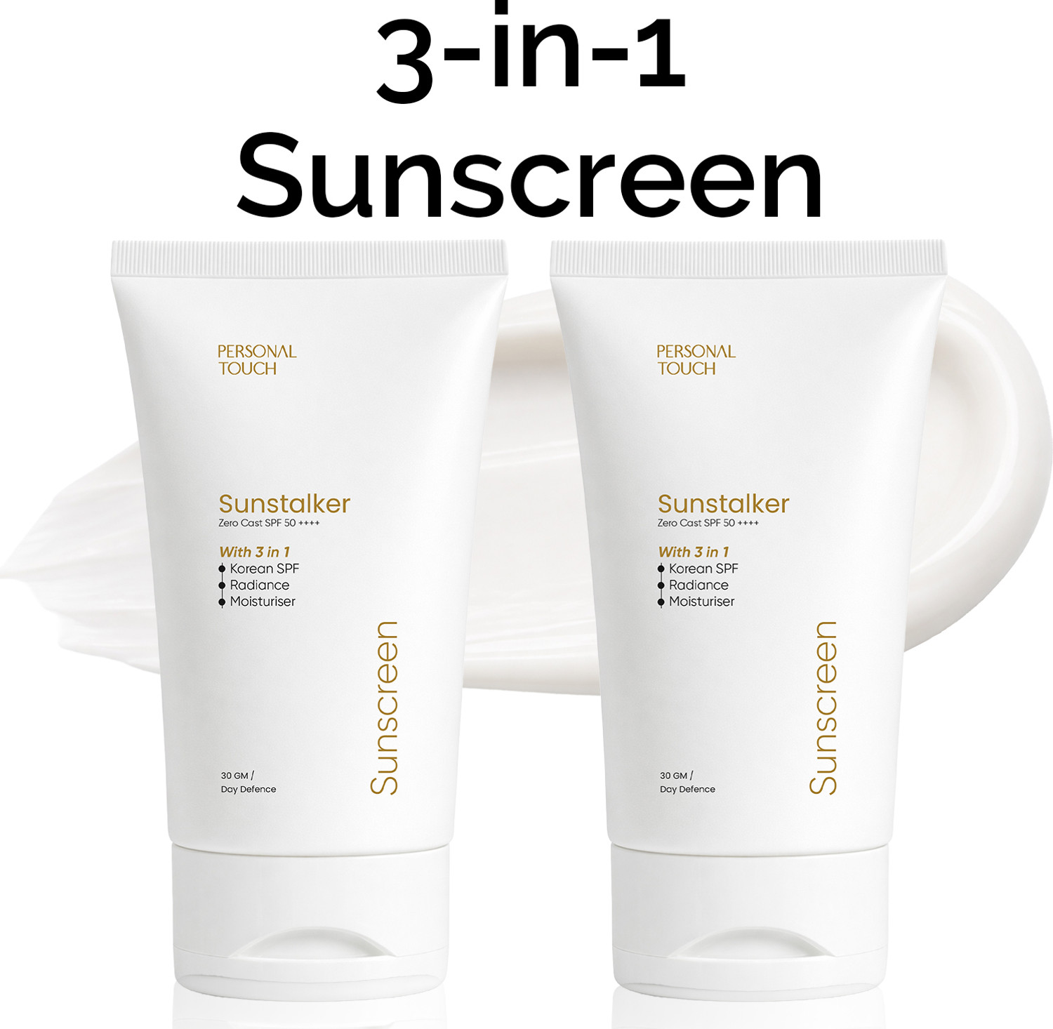 Image of PERSONAL TOUCH SKINCARE Sunscreen - SPF 50 PA+++ Sunstalker 3 in 1 Sunscreen SPF 50 PA+++Lightweight Sunscreen for Women & Men