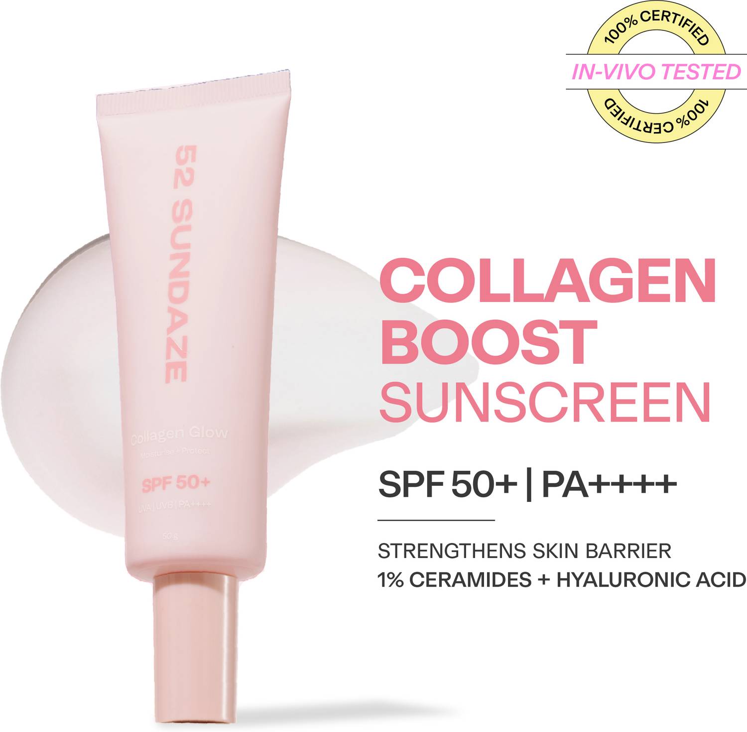 52 Sundaze Sunscreen - SPF 50 PA++++ Collagen Glow Crème