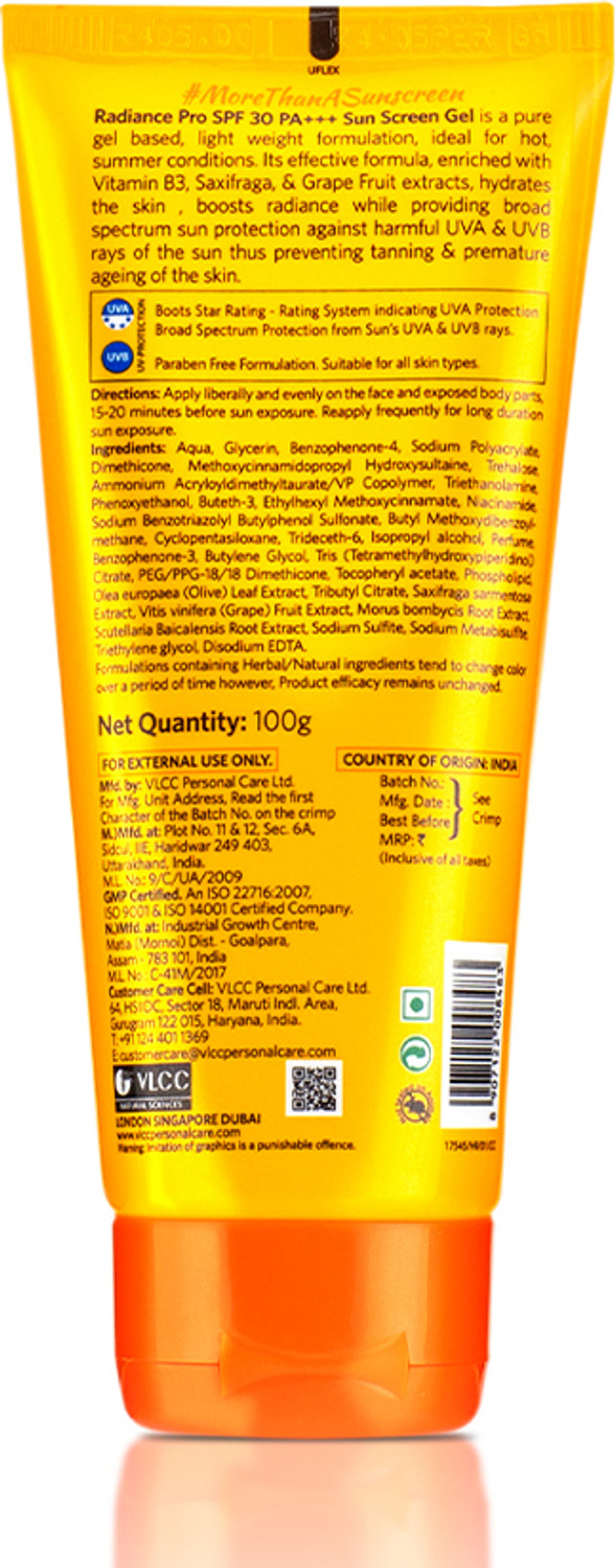 Image of VLCC Sunscreen - SPF 30 PA+++ Radiance Pro Sunscreen Gel For Sun Protection