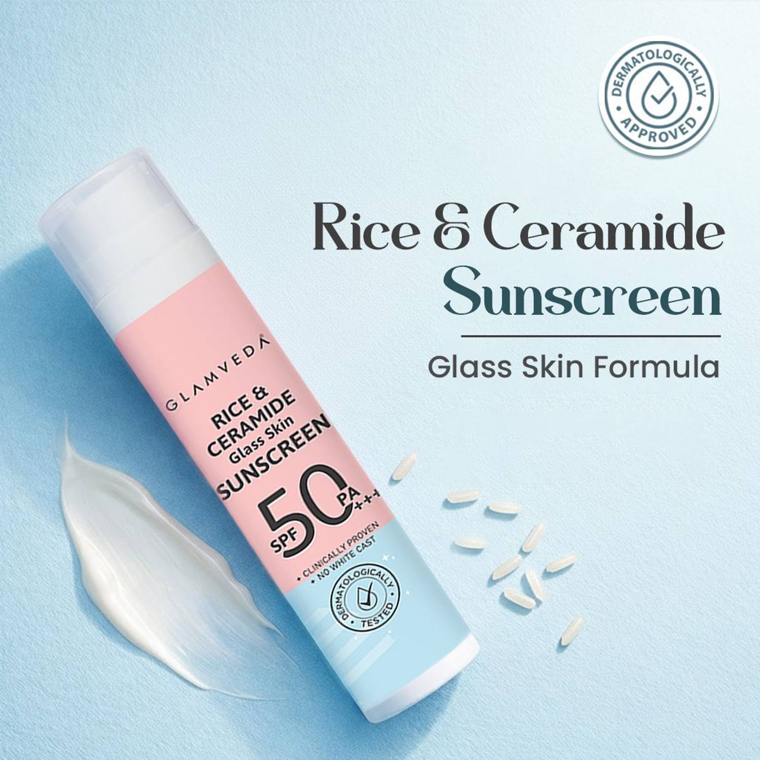 GLAMVEDA Sunscreen - SPF 50 PA+++ Rice & Ceramide Korean Glass Sk