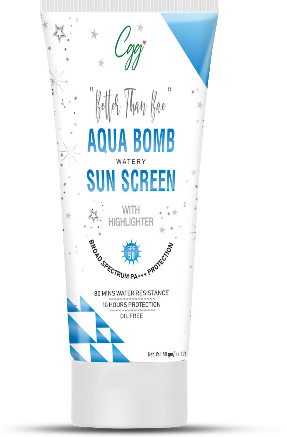 CGG Cosmetics Sunscreen - SPF 50 PA+++ Aqua Bomb Watery Sunscreen Cream SPF 50 Broad Spectrum PA+++ Protection-50gm