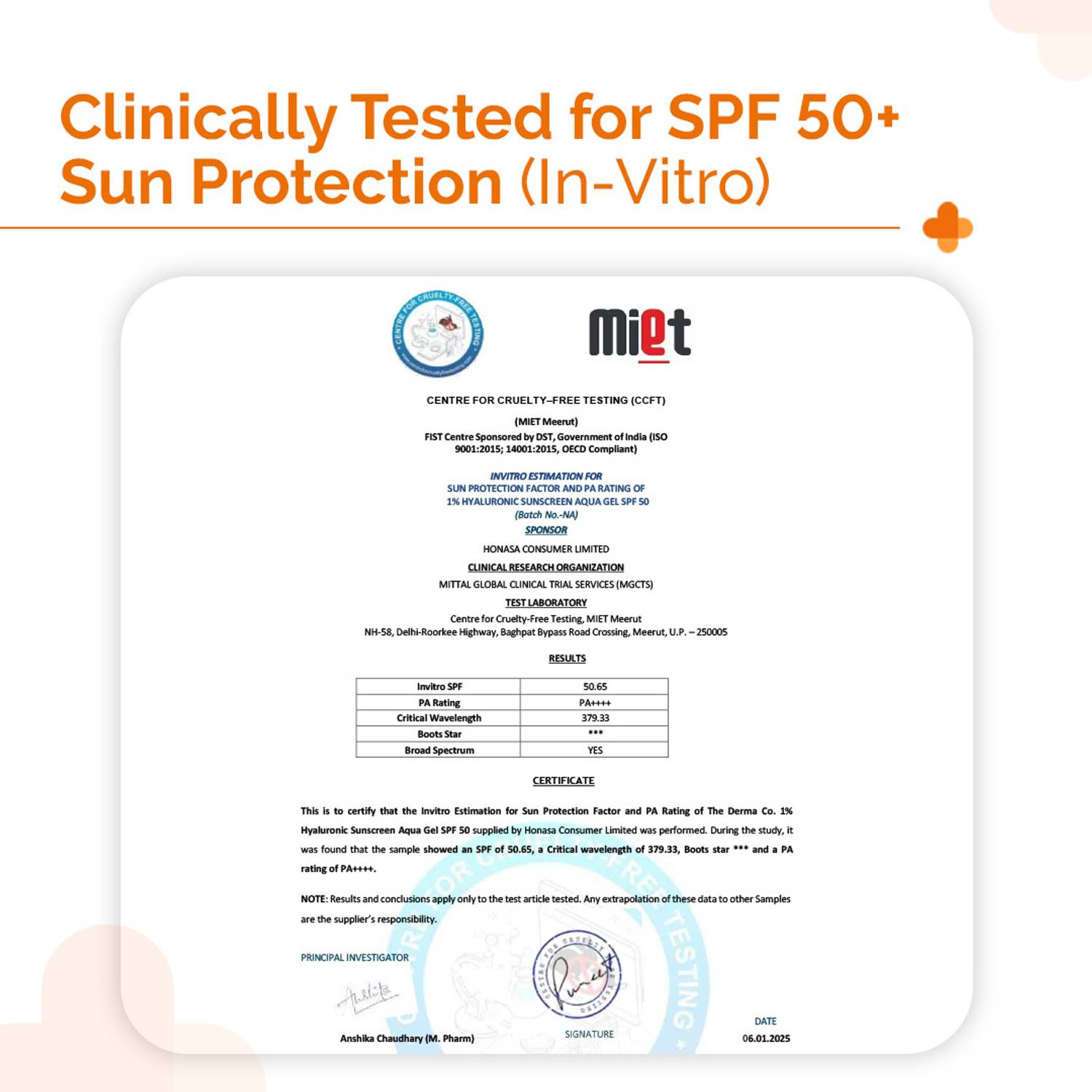 The Derma Co Sunscreen SPF 50 PA++++ 1% Hyaluronic 50g - Image 5