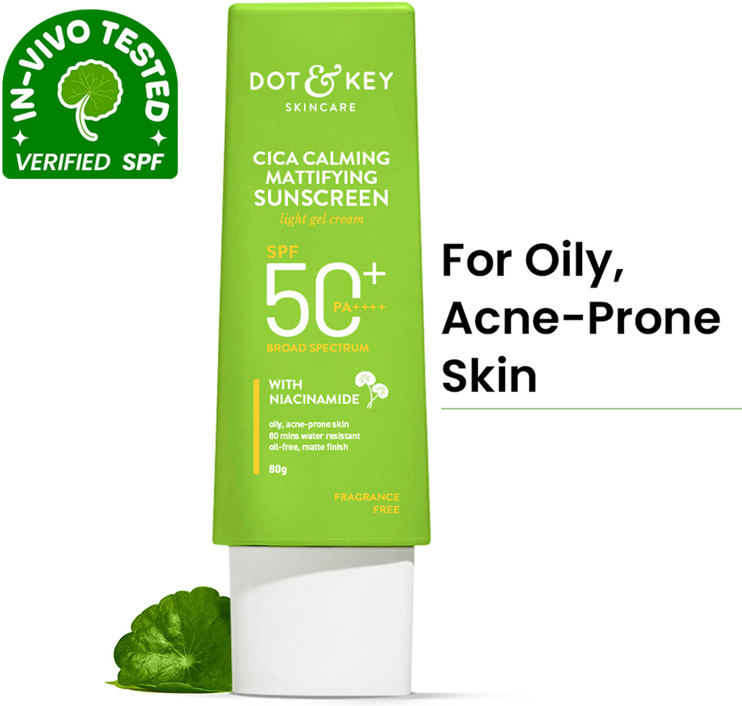 Image of Dot & Key Sunscreen - SPF 50 PA+++ Cica Calming Mattifying, In-Vivo Tested, Controls Excess Oil, Calms Redness