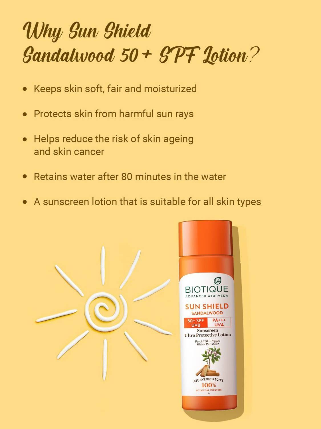 BIOTIQUE Sunscreen SPF 50 PA+++ Sandalwood Lotion - Image 4