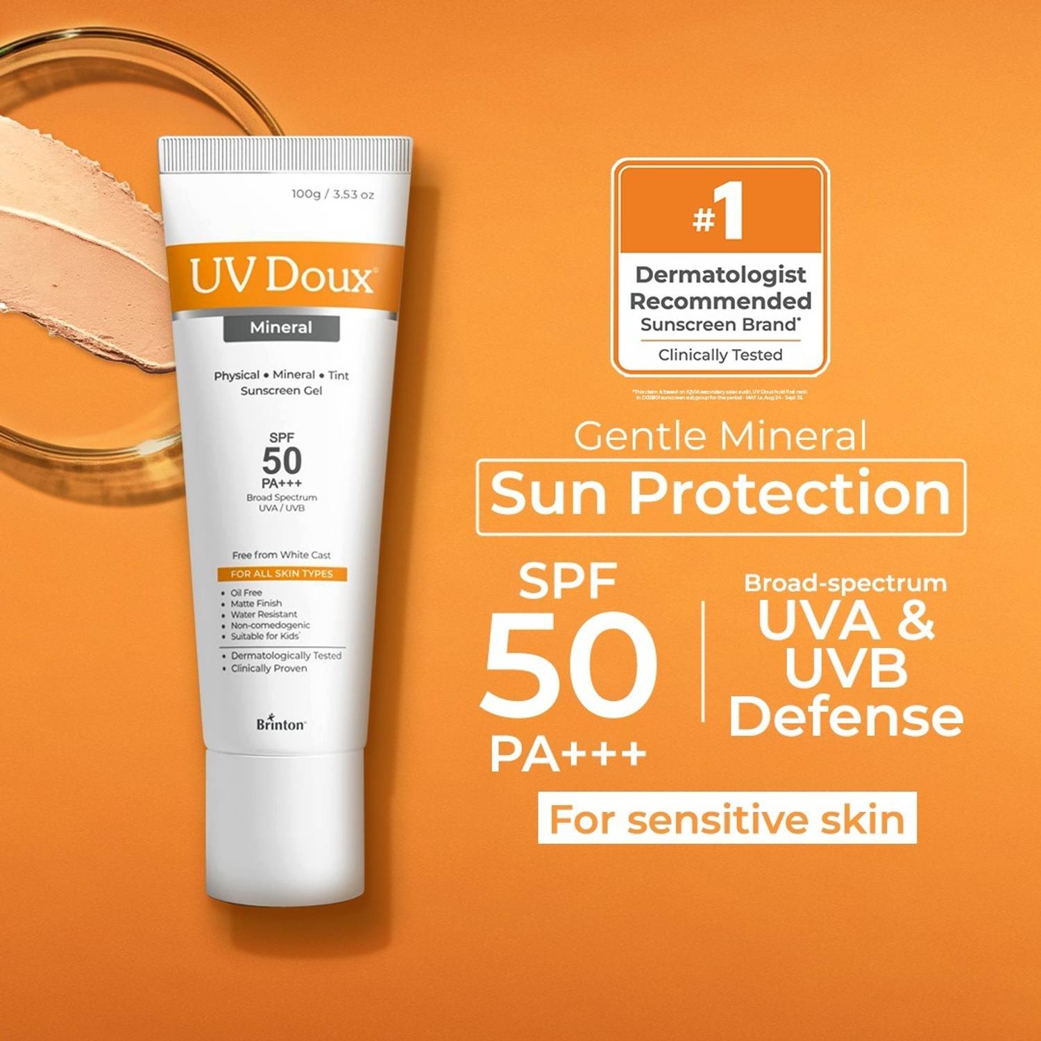 Brinton UV Doux Mineral Sunscreen SPF 50 PA+++ Tinted 7L - Image 3