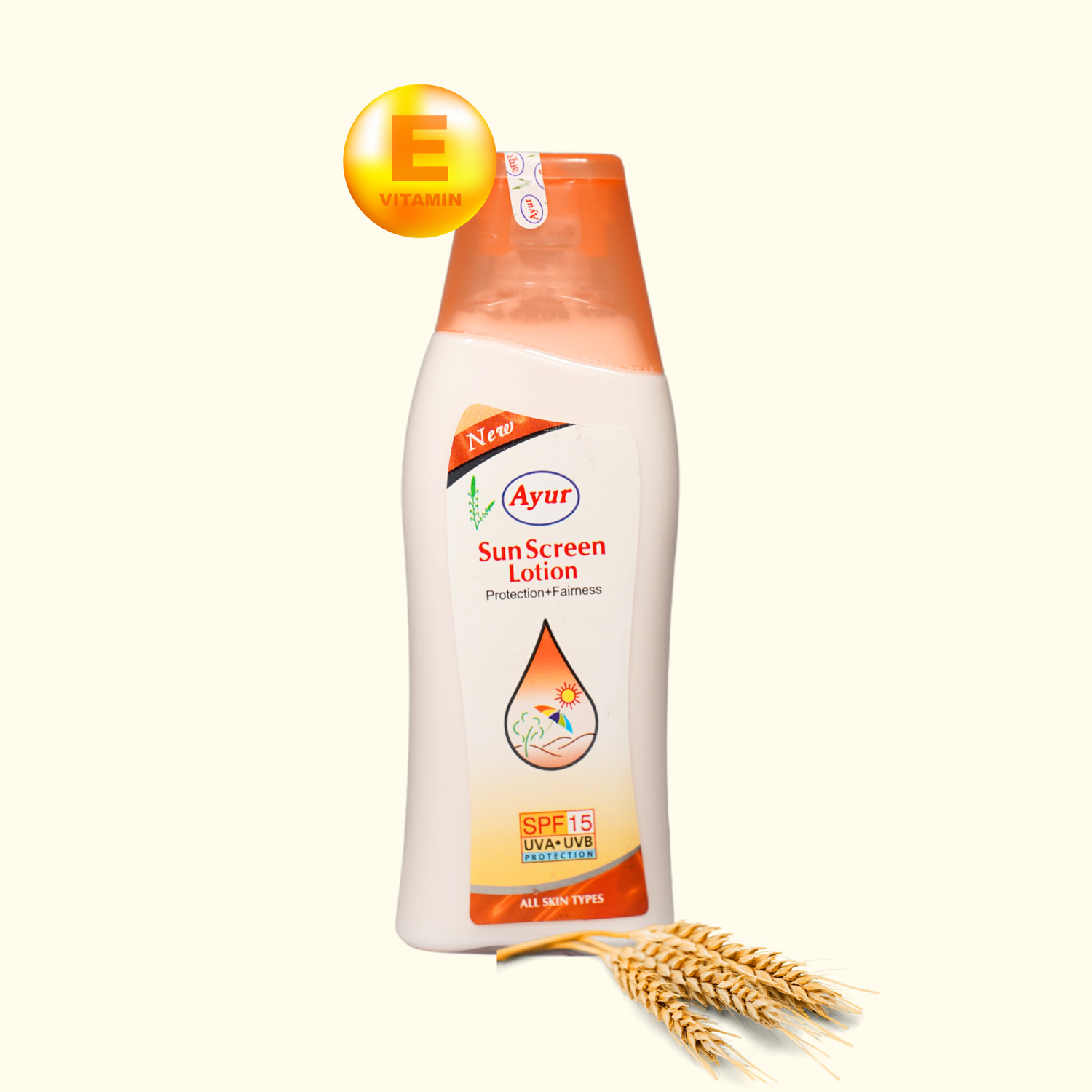 Image of AYUR HERBALS Sunscreen - SPF 50 Sun Screen Lotion SPF -15 with almonds oil & wheatgerm Oil I