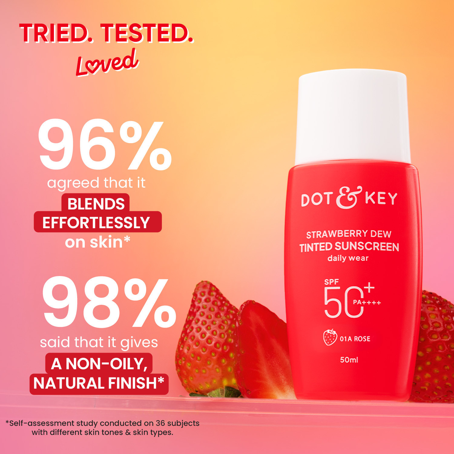 Image of Dot & Key Sunscreen - SPF 50 PA++++ Strawberry Dew Tinted, In-Vivo Tested, Peony, for Daily Wear, Brightens Skin
