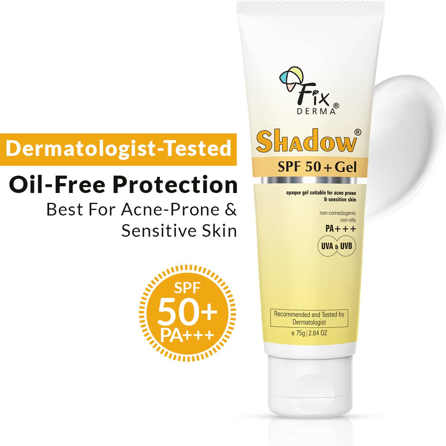 Fixderma Sunscreen SPF 50+ PA+++ Gel, Lightweight No White Cast